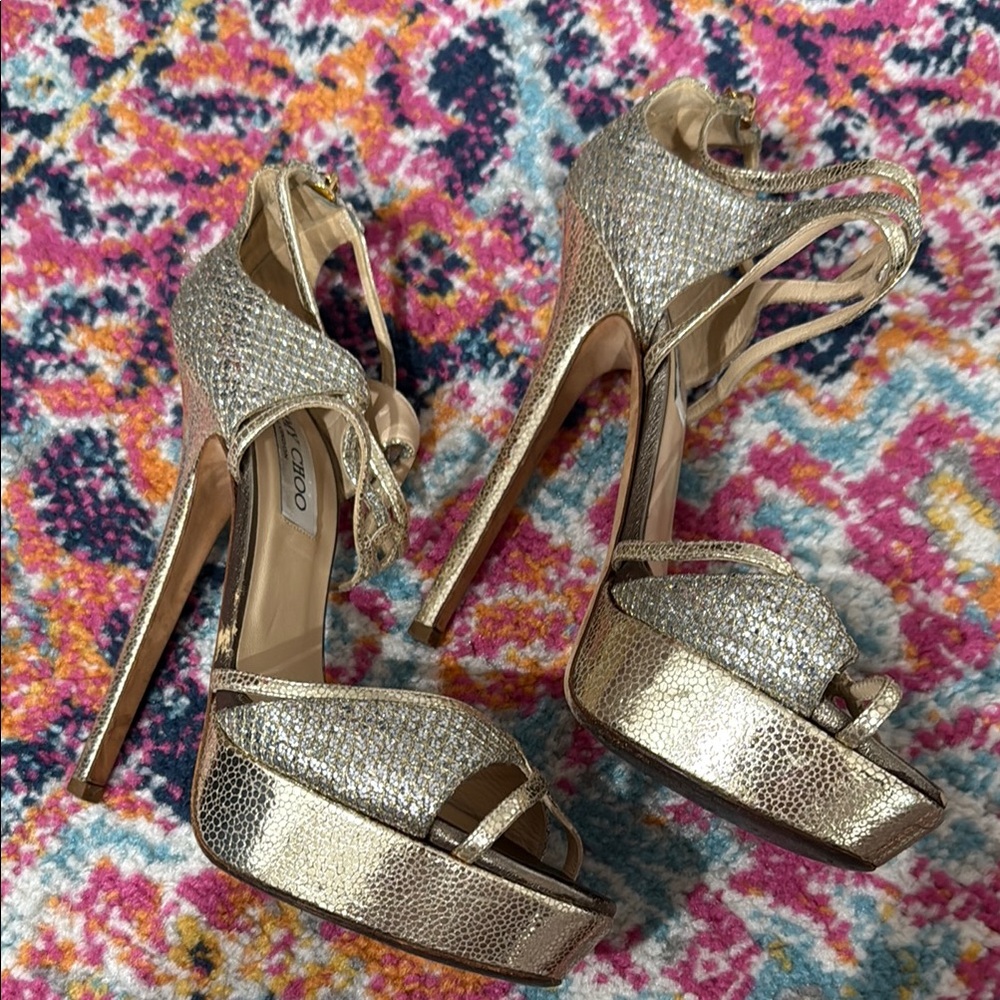 Jimmy Choo Gold Strappy Heels